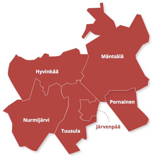 KESKI-UUDENMAAN SOTE -KUNTAYHTYMÄ Mäntsälä ja Pornainen 25 760 Hyvinkää 46 547 Järvenpää 43 402