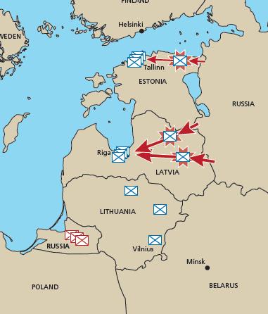 36 Sotapeleissä Venäjän päähyökkäyksen tavoite oli yleensä Riika, jota tuettiin Tallinnaan toteutettavalla hyökkäyksellä.