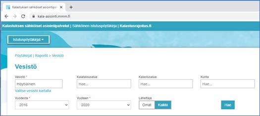 Sähi-palvelun kautta. TEKSTI: HELI PEURA Toimi näin: 1. Kirjaudu sähköiseen Sähi-palveluun osoitteessa https://kala-asiointi.mmm.fi/. Palveluun kirjaudutaan pankkitunnuksilla tai esim.
