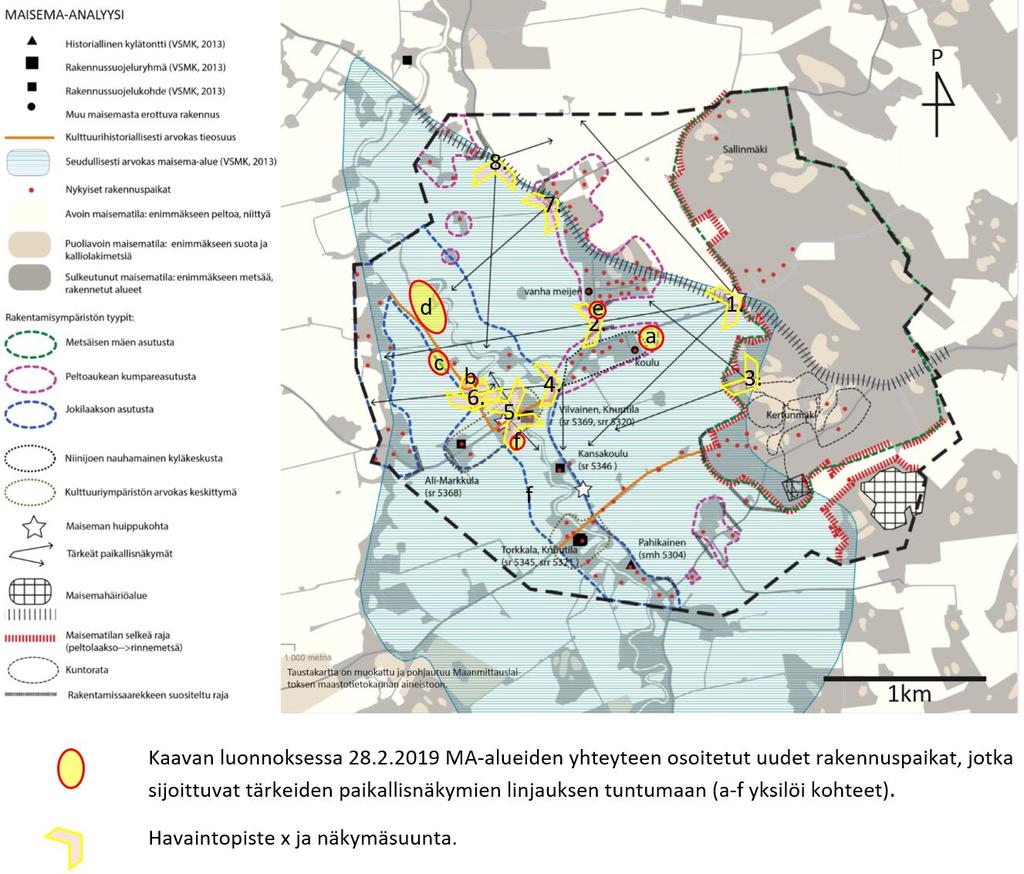 NIINIJOEN KYLÄALUEEN OSAYLEISKAAVA 58 peutumista maisema- ja taajamakuvaan helpottavat rakennuspaikkojen sijoittaminen useamman rakennuspaikan ryhmiin, sijoittuminen olemassa olevien