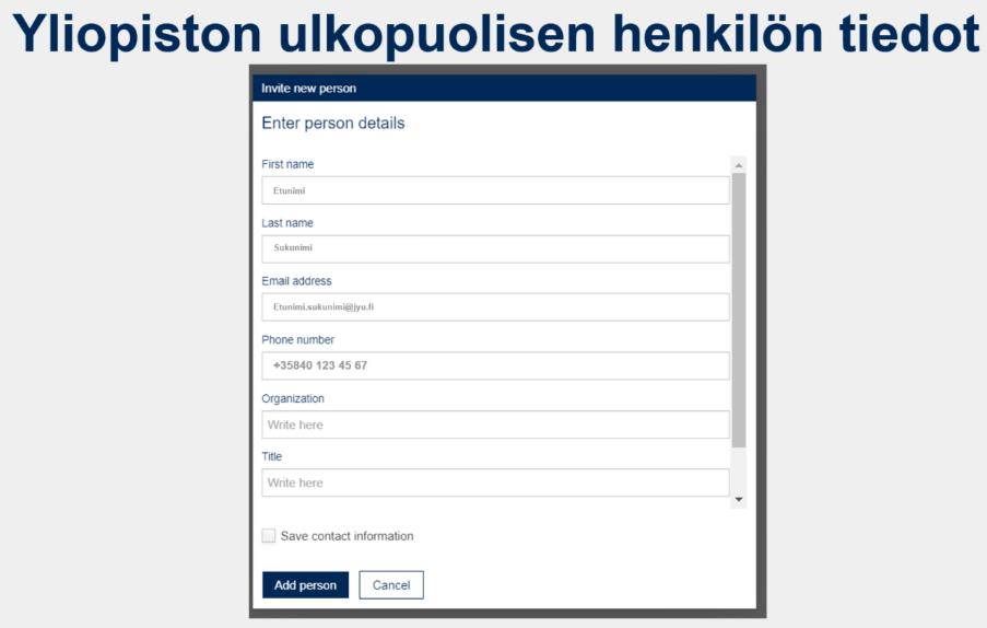 5 (8) Lisättyäsi allekirjoittajat voit valita oikeanpuoleisesta valikosta, allekirjoittaako henkilö dokumentit vai ainoastaan vastaanottaa ne tiedoksi. 11.