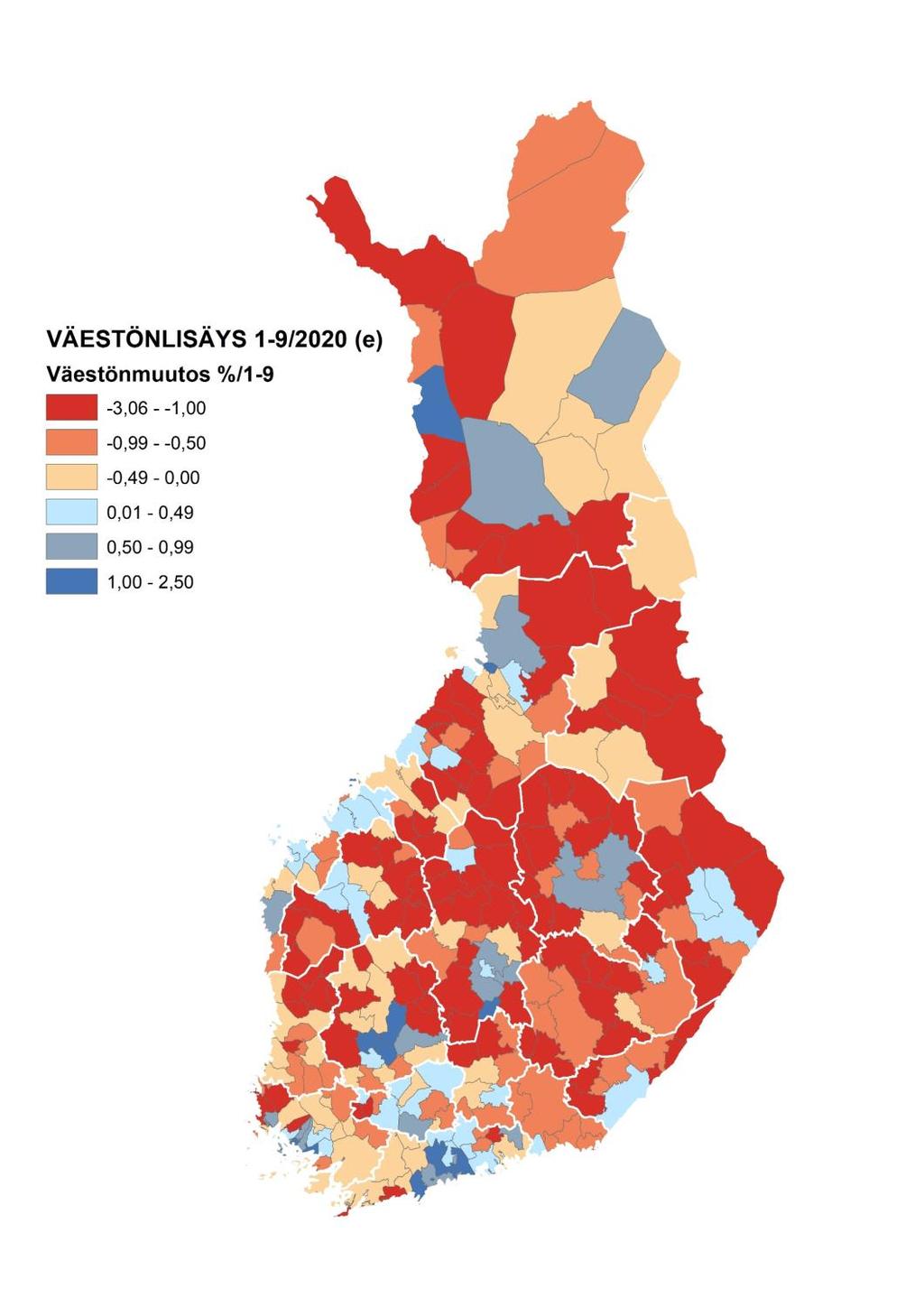 Väestönlisäys kunnittain tammi-syyskuussa 2020 (ennakkotiedot) Väestönlisäys määrällisesti 1-9/2020 Väestönlisäys suhteellisesti 1-9/2020 SIJOITUS KUNTA VÄESTÖNLISÄYS (1-9) 1. Helsinki 3554 2.