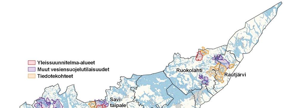 Kuva 1. Maltti metsänhoidossa valtti vesienhoidossa -hankkeen kohdevesistöt.