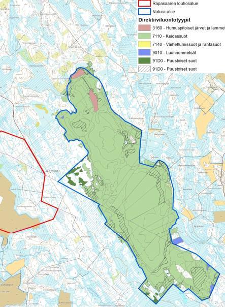 Kuva 4. Vionnevan luontotyyppien sijoittuminen Metsähallituksen aineistojen mukaan. (kuvan lähde: Ramboll 20