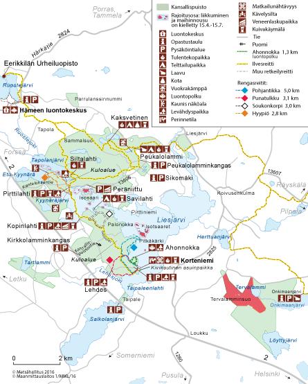 9 Kuva 4. Liesjärven kansallispuisto. (Metsähallitus, Liesjärven kartat ja kulkuyhteydet., 2020-e) 4.2 Polttopuuhuolto Liesjärven kansallispuistossa Liesjärvellä polttopuuta kuluu vuosittain n.