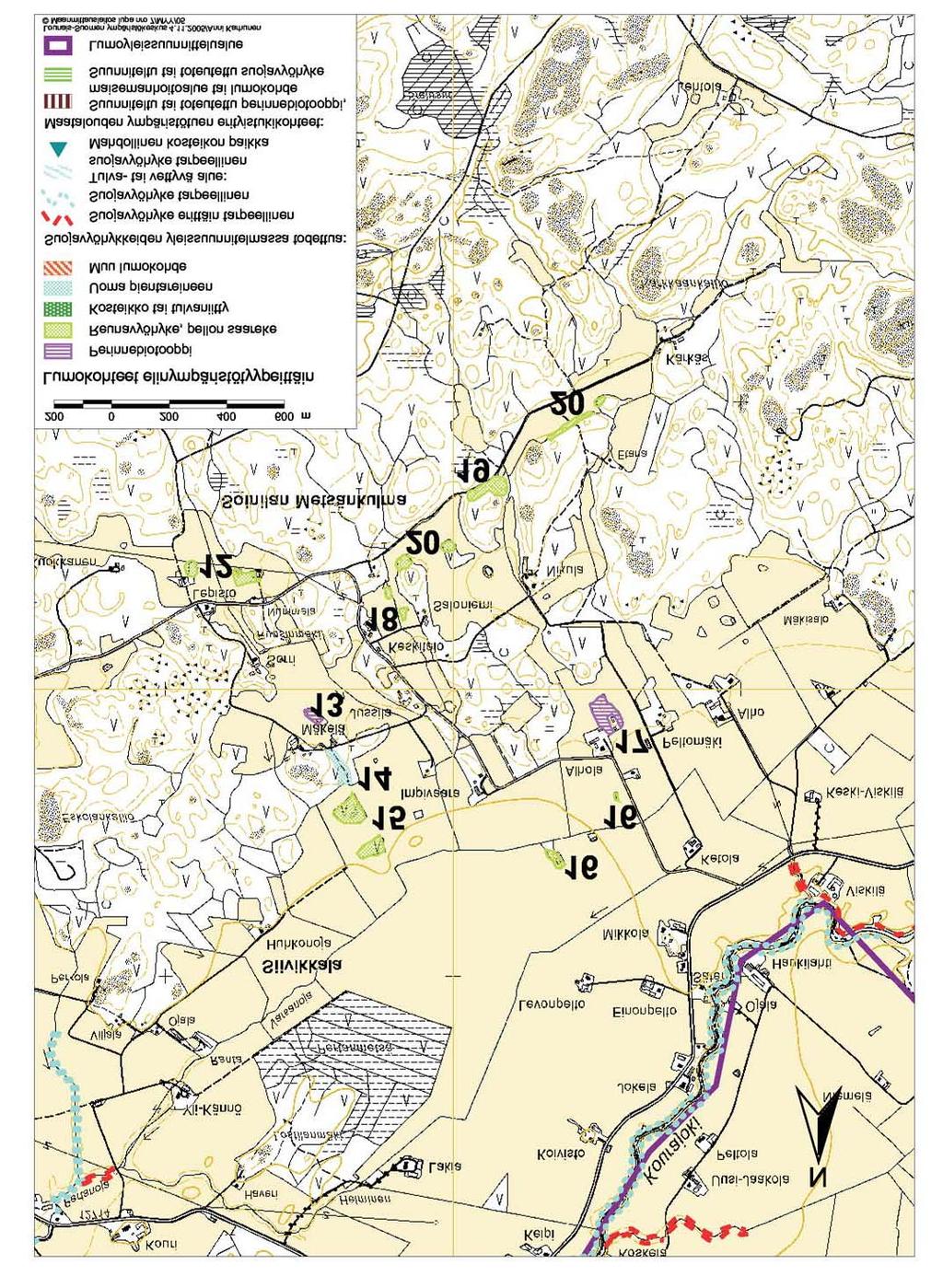Kartta 3a. Kohteiden 12-20 elinympäristötyypit 20.