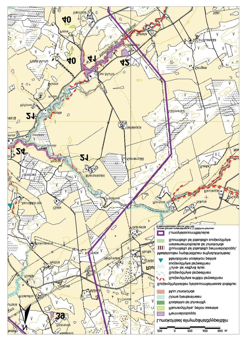 Kartta 5a. Kohteiden 39-42 elinympäristötyypit 30.