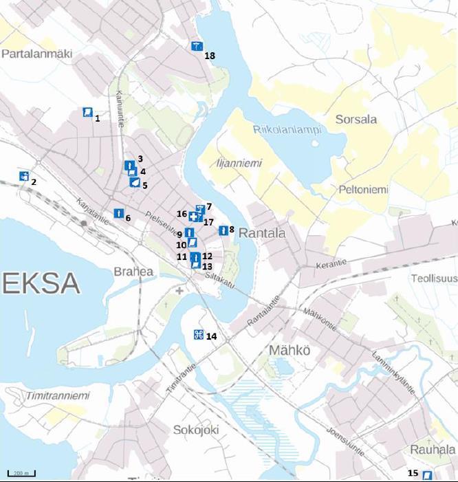 kuva 18 Julkiset palvelut yleiskaava-alueella. 2.11.3 PALVELUIDEN SAAVUTETTAVUUS Palveluiden saatavuus on keskeinen kysymys etenkin lapsi- ja eläkeläistalouksille sekä liikuntarajoitteisille.