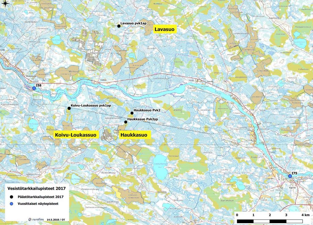 48 5.4.1 Iijoki Iijoen pääuoma Haukkasuon vesistötarkkailu toteutettiin edellisvuoden tapaan alapuolisella Pahkakosken vesistötarkkailupisteellä (I58), joka sijaitsee Iijoen pääuomassa (kuva 5-4).