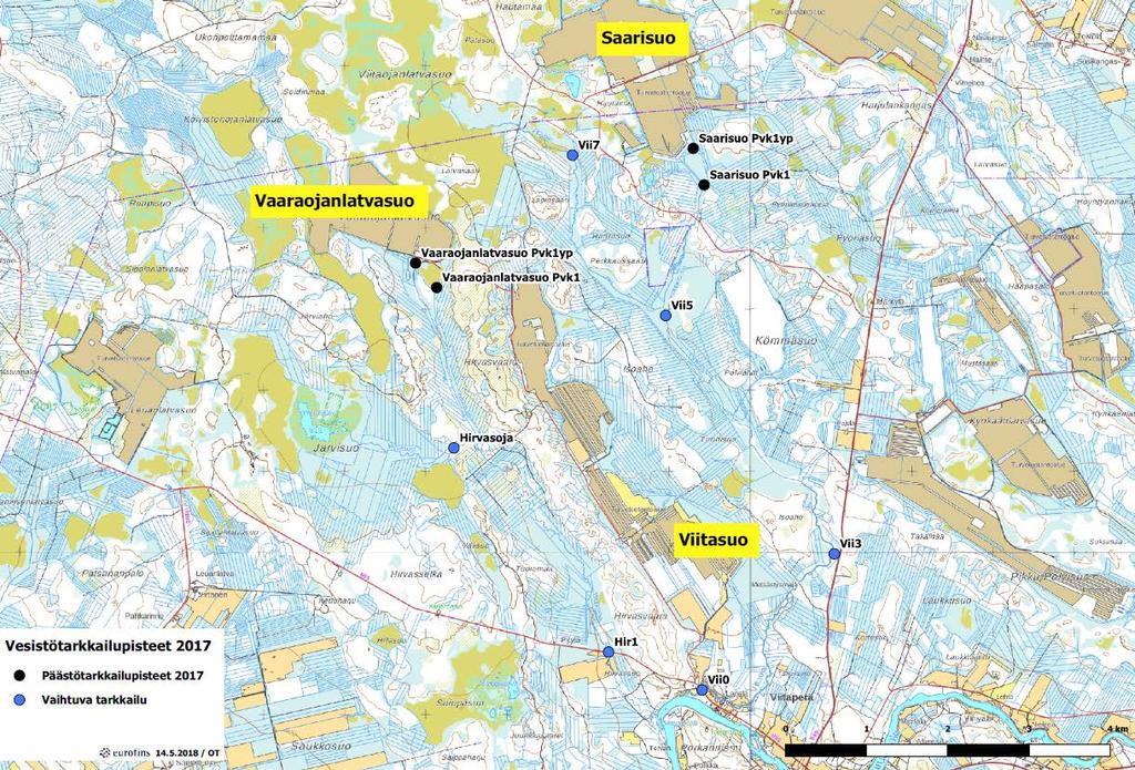 50 5.4.2 Siuruanjoki Siuruanjoen pääuoma Saarisuon vesistötarkkailu toteutettiin alapuolisella Viitaojan vesistötarkkailupisteellä (Vii5), joka sijaitsee Koppelo-ojan alapuolella (kuva 5-4).