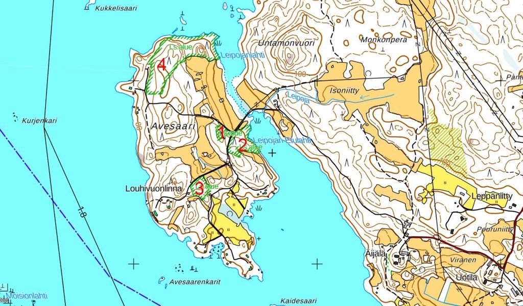 2. Inventointi ja alueet Tutkittavia alueita oli neljä, jotka kaikki on rauhoitettu luonnonsuojelualueeksi.