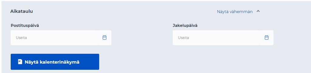 Valitun päivämäärän muuttaminen Valitse haluamasi lähetyserä rastimalla se lähetyseräluettelossa vasemmalla. Toistaiseksi päivämääriä voi muokata yhdelle lähetyserälle kerrallaan.