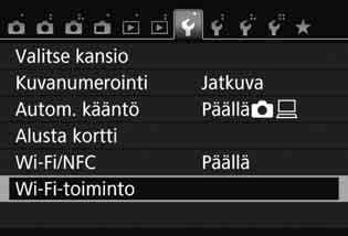 Yhteyden muodostaminen kameran tukiasematilan avulla Älypuhelimet, jotka eivät ole NFC-yhteensopivia, voidaan yhdistää kameran tukiasematilassa.