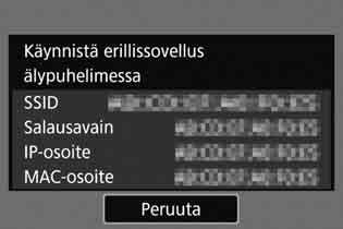 Yhteyden muodostaminen kameran tukiasematilan avulla 6 7 Käynnistä Camera Connect -sovellus älypuhelimessa. Kun älypuhelimen Wi-Fi-asetukset on määritetty, käynnistä Camera Connect -sovellus.