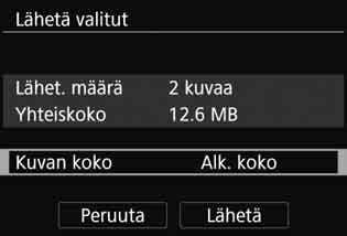 Kuvien lähettäminen 4 Pienennä kuvakokoa. Määritä tarvittaessa.