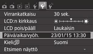 Määritä kameraan asuinpaikkasi aikavyöhyke ja vaihda matkalle lähtiessäsi asetukseksi matkakohteesi aikavyöhyke, jolloin kamera säätää päiväyksen/ajan automaattisesti.