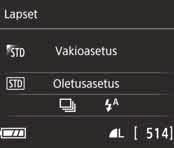 8: Erityiskohdetila Kamera valitsee automaattisesti sopivan asetuksen, kun valitset kuvaustilan kohdetta tai tilannetta varten. 1 2 Käännä valintakiekko asentoon <8>.