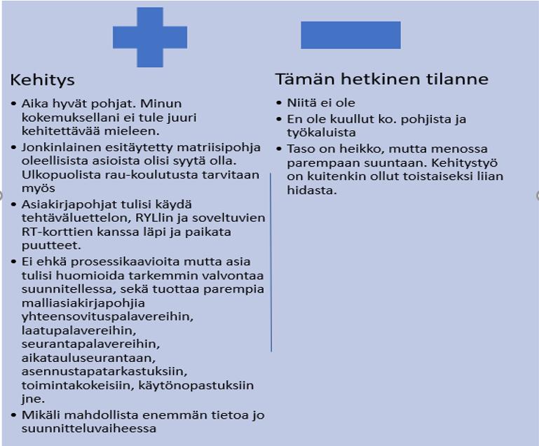 Vähintään yksi rau-urakoinnin kokemusta paljon omaava rau-valvoja voi jakaa paljon arvokasta tietoa ja kokemusta, talossa on paljon nuoria tate-valvojia, joille tietoa ja ymmärrystä rau-valvonnasta