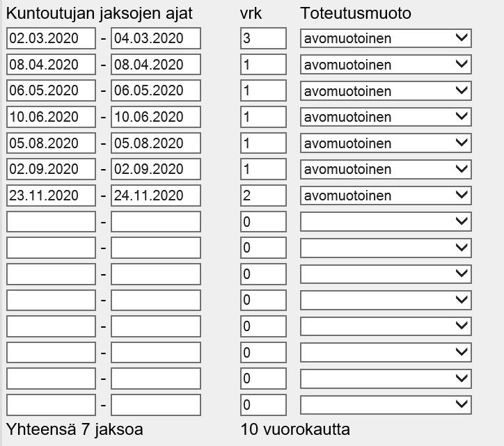 ja avojaksoja. Esimerkki 1.