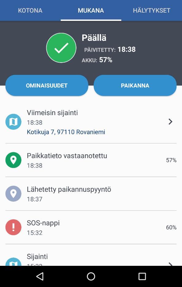 Paikkatieto Toimii kaikkialla GPS-paikannus SOS-nappi