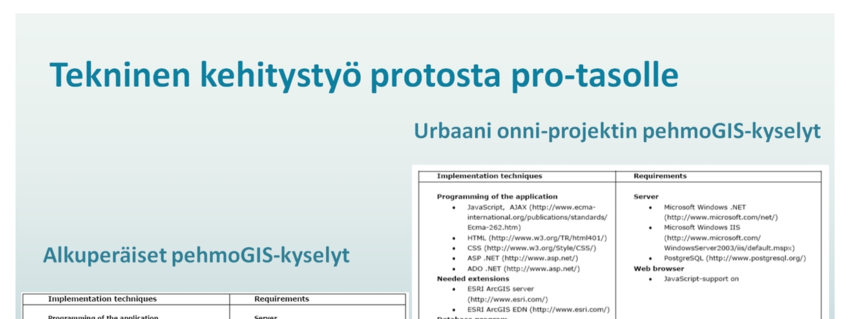 PehmoGIS-metodien tekniset ratkaisut ovat jatkuvasti kehittyneet.