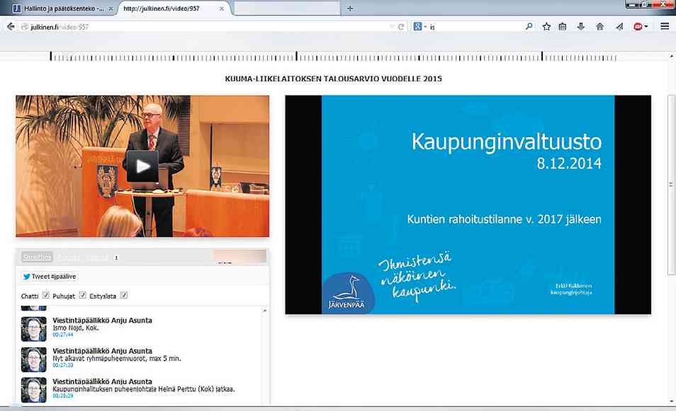 Video löytyy Järvenpään kotisivuilta. Sitä ei käy kieltäminen, etteikö kyseessä olisi ehdotto- Valtuustoon kotisohvalta?