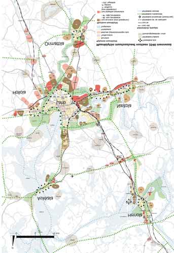 Kuva 8. Lahden kaupunkiseudun rakennemallin esitystapa soveltuu strategiseen yleiskaavoitukseen.