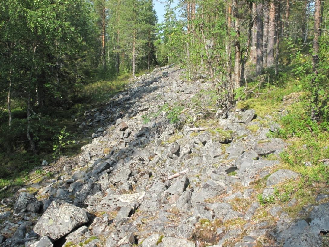 GEOLOGIAN TUTKIMUSKESKUS 19.3.2015 8 puistossa noin 240 metrin korkeudella olevat kalliot ovat jääjärven aallokon huuhtomia rantakallioita.