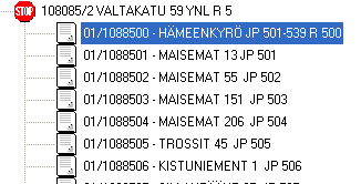 Maisemat 1011 tai siten teiden risteys: Maantie/Poikkitie heittolaatikon numerointi: esim kimppu 1088500, - 108: kuntanumero 3 ensim. numeroa - 4.