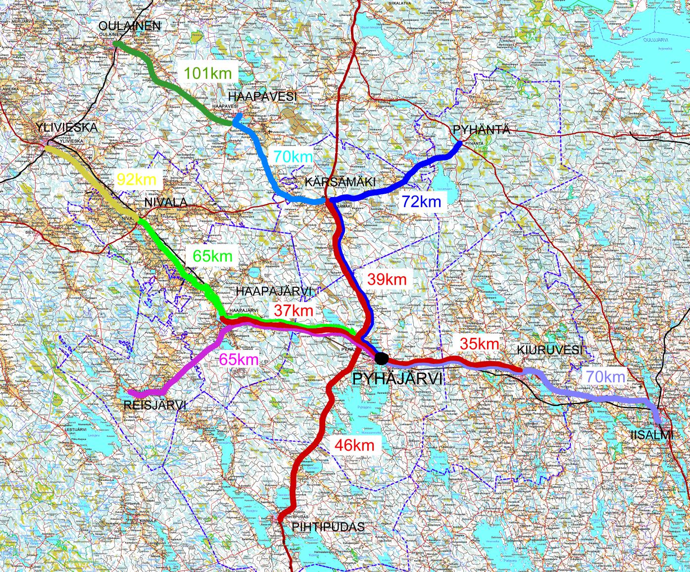 12 Kuntakoot: Pyhäjärvi Pihtipudas Pyhäntä Kärsämäki Kiuruvesi Haapajärvi 1 495 km² 1 248 km² 847 km² 700 km² 1 422 km² 789 km² Pyhäjärven kaupunki laajoine vesialueineen (148,48 km²) tarjoaa