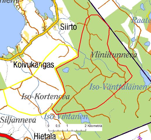 22(96) aluerajauksen ulkopuolelle. Metsähallitus esittää kyseisen alueen laajentamista karttaliitteen 1 mukaiseksi.