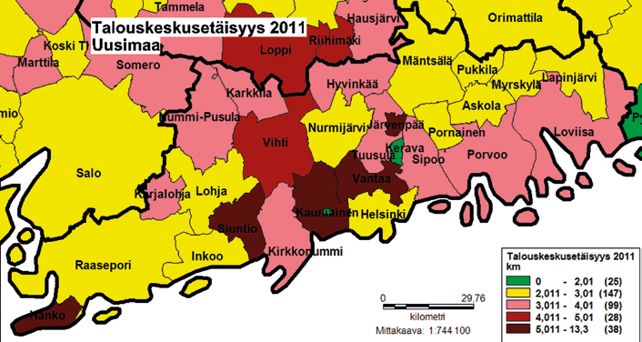 Suurlohkojen keskikoko maakunnassa on 13,6 hehtaaria, joka on 32 prosenttia Suomen keskiarvoa suurempi.