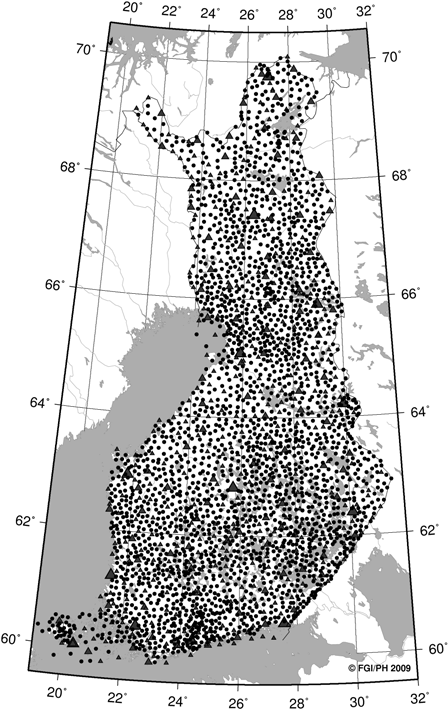 EUREF-FIN määritelmä FINNREF EUREF96-97 E - FinnRef-sem - 9 I lk:n kolmiopistettä - 6 mreogrfi - 3 trkkvituspistettä EUREF98-99 EUREF II luokk EUREF III luokk E - 35 tihennspistettä E - n.