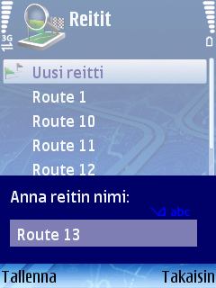 Reitin nimen antaminen Kirjoita uuden matkan nimi.