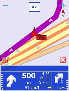 Kartta Voit määrittää kartan ja GPS-nuolen toimintatavan navigoinnin aikana.
