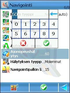 Selaa käytettävissä olevien toimintojen luetteloa vierittämällä. Anna ja tallenna numeroarvo.