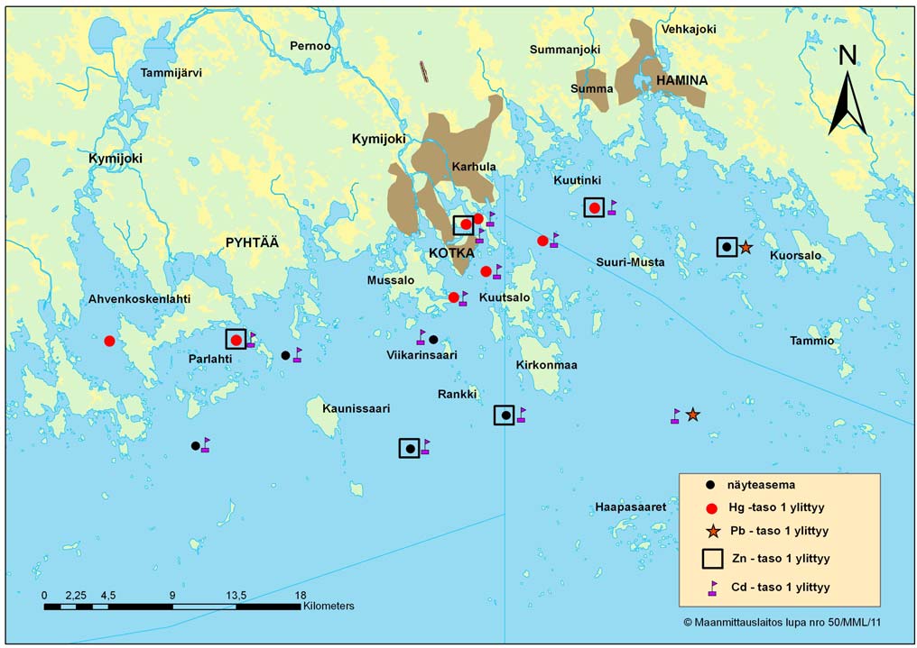 Sedimentin raskasmetallit ovat olleet tutkimuskohteena jo aiemmissakin yhteistarkkailun haitallisten aineiden tutkimuksissa merialueella (Anttila-Huhtinen & Heitto 1998, Pallonen 2001, Pallonen 2004).