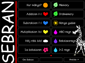 I detta program övar du läsning, räkning och skrivning ( 4-9 år) In this program you practice reading, counting and writing ( 4-9 years ).