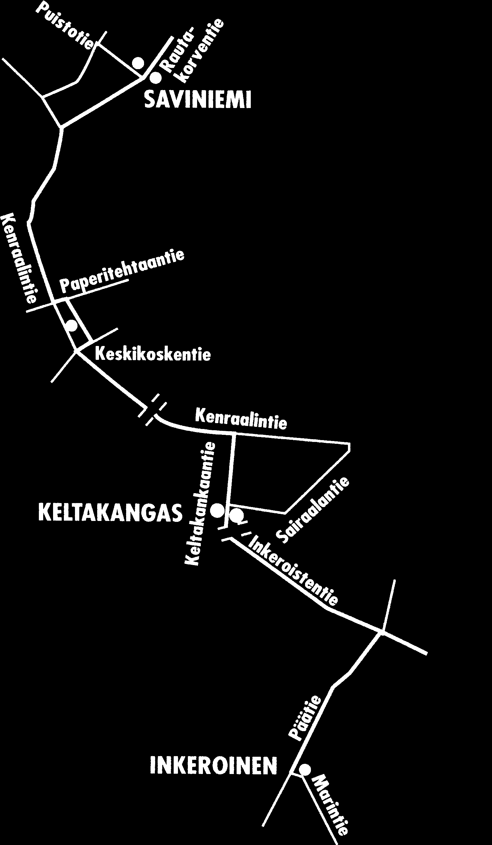 KAUPUNKIEN PIKAVUOROPYSÄKIT seuraavissa kaupungeissa: Anjalankoski, Heinola, Helsinki, Hämeenlinna, Imatra, Joensuu, Jyväskylä, Kotka, Kouvola, Kuusankoski, Kuopio, Lahti, Lappeenranta,