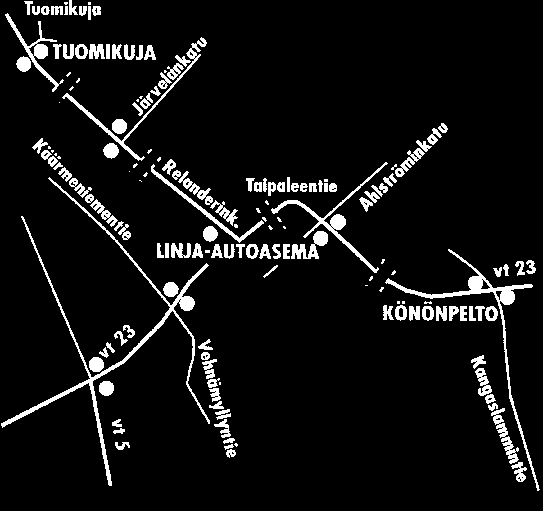 VARKAUS Joensuun suuntaan: Päiviönsaari ja Könönpelto Mikkelin suuntaan: Käärmeniementie ja Lehtoniemi Kuopion suuntaan: Järvelänkatu, Latukatu Tuomikuja ja