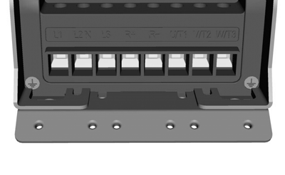 4: Vacon 10:n teholiitännät, MI1 3~(230V, 400V,600V) External brake resistor 3~(230V, 400V,600V) Strip the plastic cable coating for 360 earthing