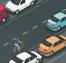 Tunnista vaaratilanteet Autoilija ei huomaa pyöräilijää Kärkikolmion takaa tuleva autoilija aikoo kääntyä oikealle, jolloin