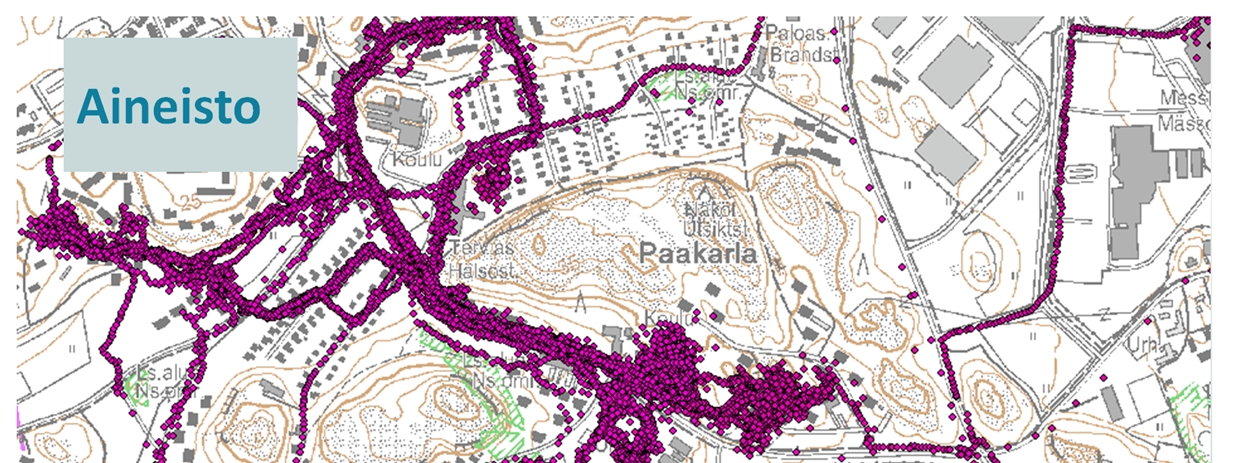 Paikannusaineisto koostui yli 400 000 pisteestä ja kukin GPS-laite