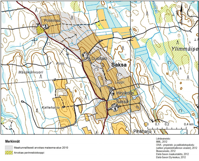 Drumliineja ja tasankoja Saksan maisema-alue sijaitsee Mikkelistä Jyväskylään johtavan valtatie 13:n läheisyydessä noin 20 km:n päässä Mikkelin keskustasta luoteeseen.