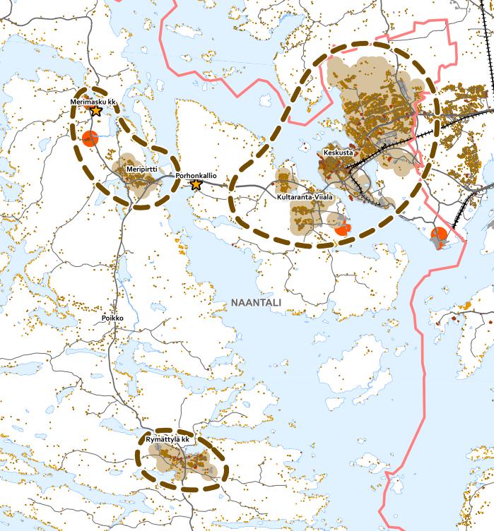 kirkonkylän- Hellemaan alueelle ja Rymättylän kirkonkylään.