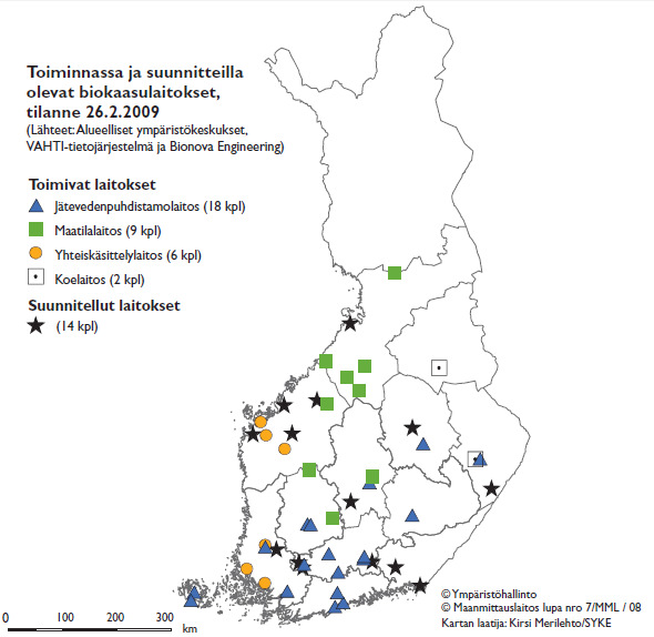 19 syötetä vielä laajamittaisesti maakaasuverkkoon. Tulevaisuudessa paikallisen tuotannon merkitys voi vähentyä maakaasuverkon peittoalueella, jos biokaasun siirtoverkkoon syöttö lisääntyy.