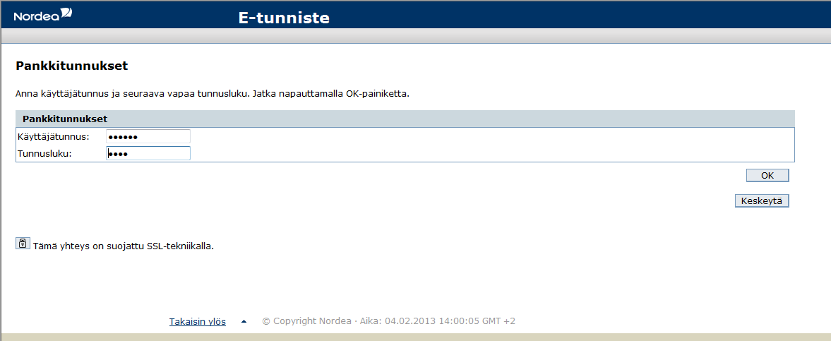 Omat sivut / Kirjautuminen