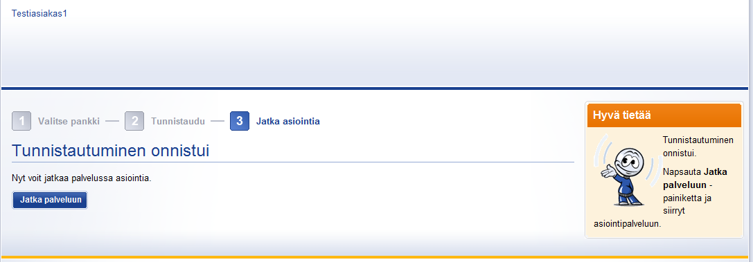 Omat sivut / Kirjautuminen pankkitunnuksilla