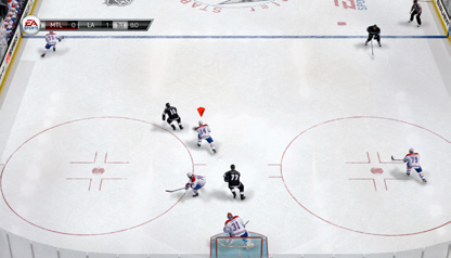 KaukalOSSA Score (Tulos) Period (Erä) Time left in period (Erää jäljellä) Peliruutu EA SPorts Kohokohdat EA SPORTS Kohokohdat löytyy taukovalikosta pistetaulukon alapuolelta.
