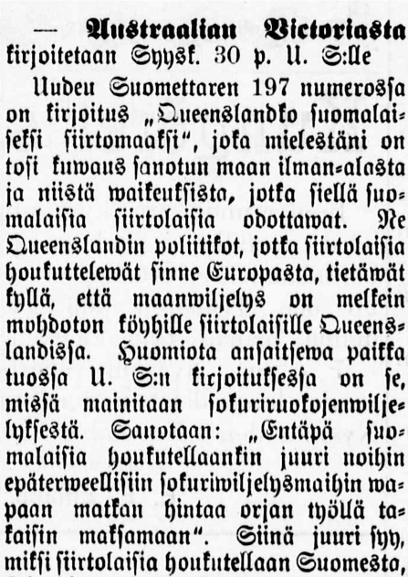 4 paan matkan hintaa orjan työllä takaisin maksamaan. Siinä juuri syy, miksi siirtolaisia houkutellaan Suomesta, Skandinaawiasta, Italiasta ja muista Euroopan maista.